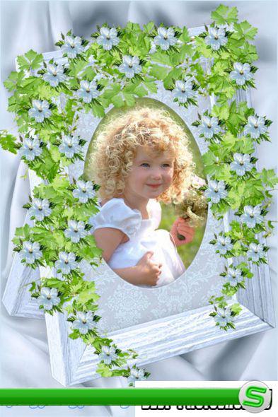 Frame for photos - Pale blue flowers
