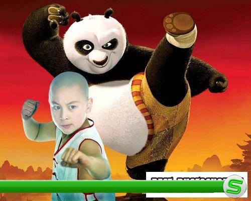 Детский шаблон для фотошопа - Кунг-фу панда и ты спасёте мир
