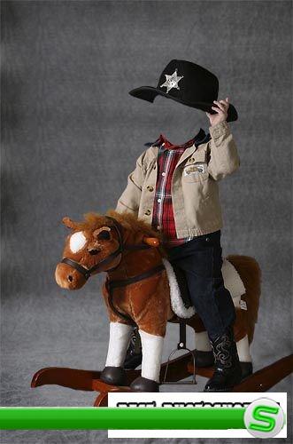 Детский шаблон для фотошопа - Подрастающий ковбой