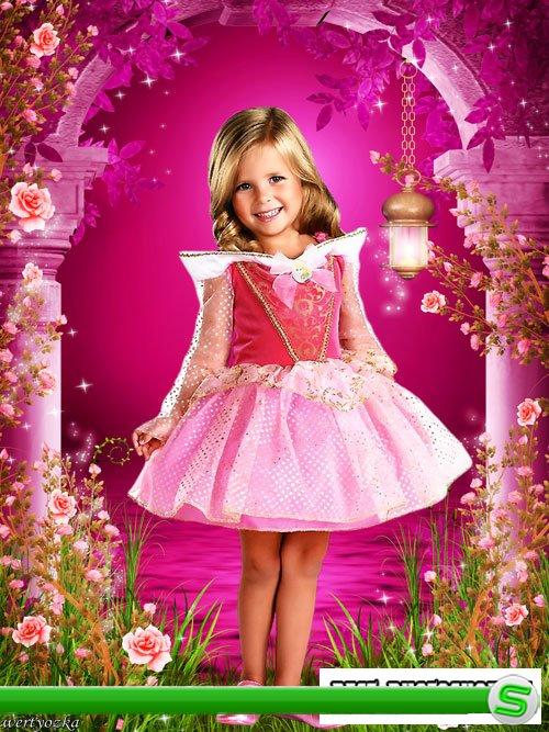 Детский шаблон - Маленькая  принцесса в стране чудесных роз