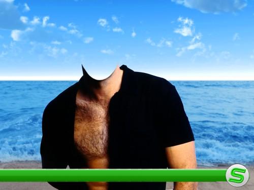 Шаблон для монтажа в Photoshop - Красивый мужчина на берегу моря