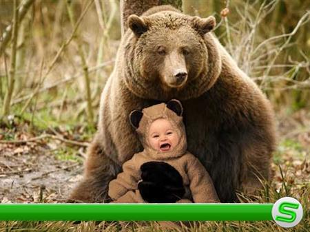 Смешной детский шаблон для монтажа - Медвежонок
