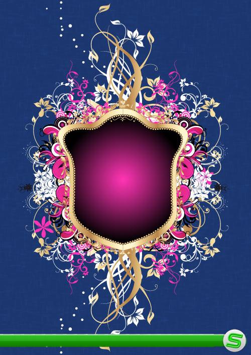 Свитковый розовый орнамент (Вектор)