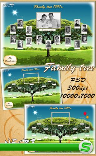 Шаблон - Генеалогическое (семейное) древо / Template a family tree PSD