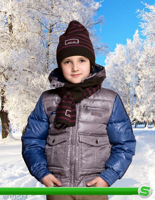 Зимний детский шаблон для мальчика и девочки  - Мороз и солнце день чудесный