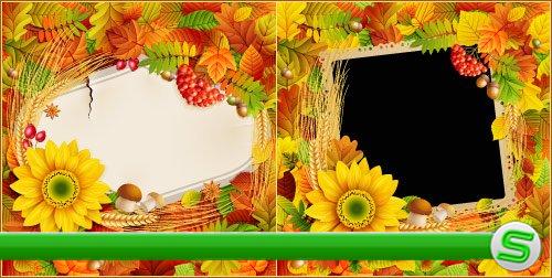 Осенний клипарт - Урожай золотые листья, колосья (Вектор)