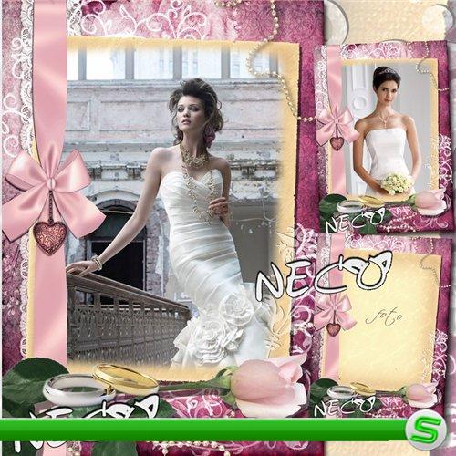  Свадебная рамка с розой в винтажном стиле