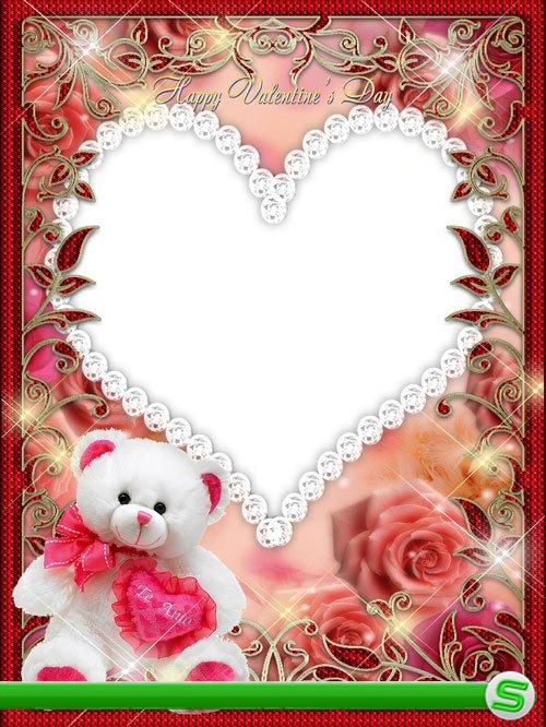 Романтичная рамка для фото - Очаровательный мишка с сердечком
