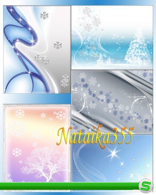 Набор из 5 зимних фонов со снежинками для творчества и дизайна в фотошопе