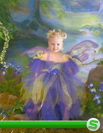 Сказочный детский шаблон для Photoshop - Маленькая фея