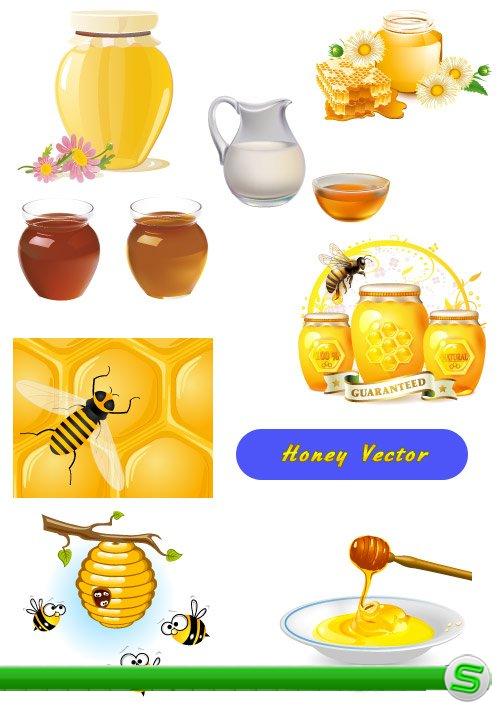 Медовые продукты Пчелы и Мёд (Вектор)