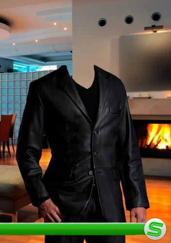 Шаблон для фотошопа Мужчина стильном черном костюме