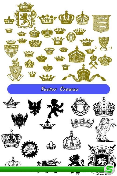 Коллекция зеленые и черные короны (Вектор)