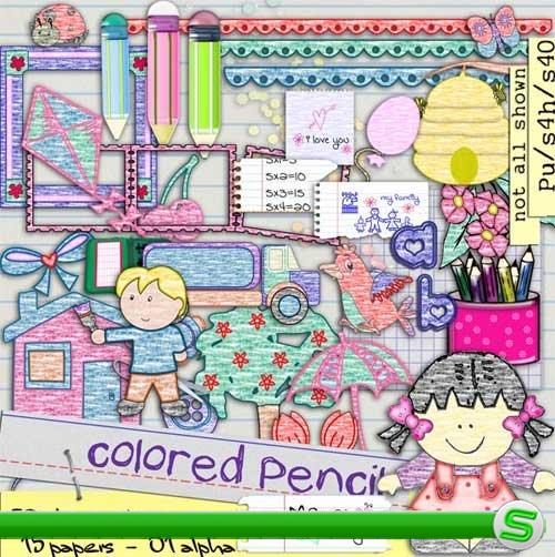 Скрап-набор - Цветные карандаши. Scrap - Colored Pencil 