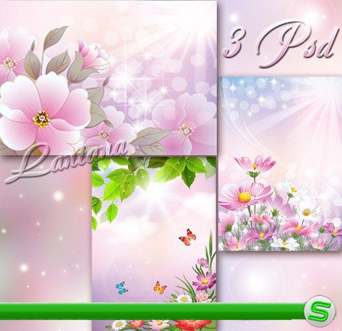 PSD исходники для фотошопа - Полевые цветы на весеннем лугу