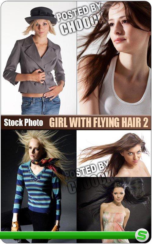 Девушка с развевающимися волосами 2 - растровый клипарт