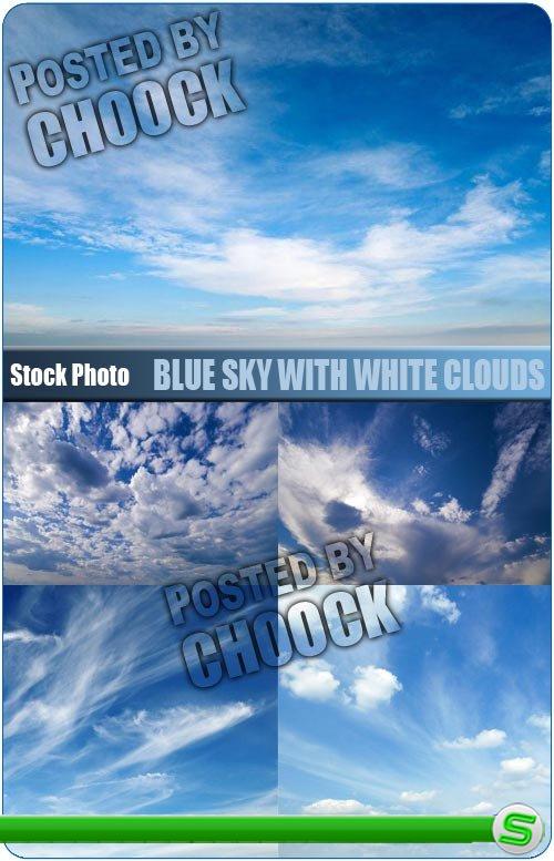 Голубое небо с белыми облаками - растровый клипарт