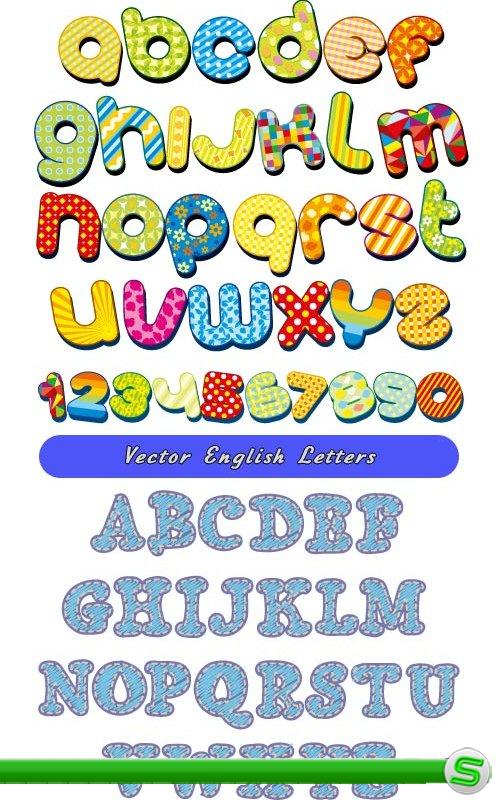 Детские латинские буквы и цифры алфавит (Вектор)