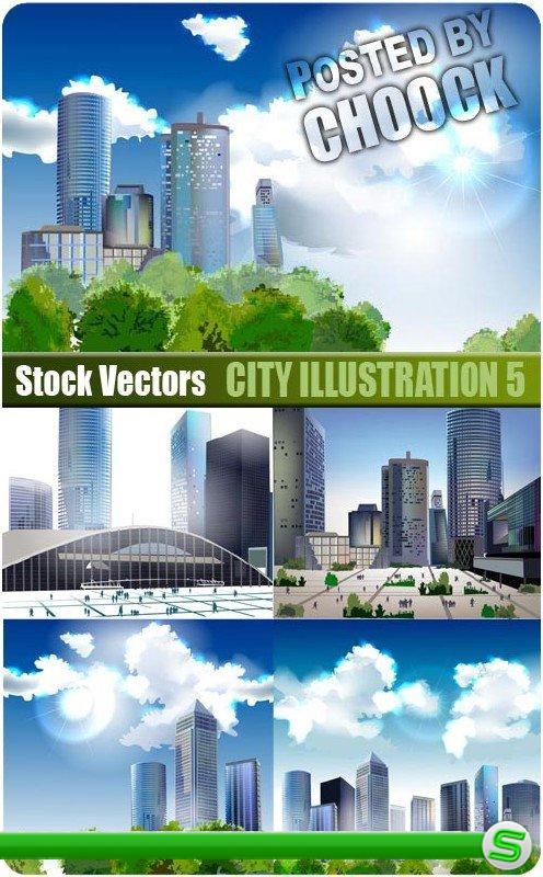 Иллюстрации города 5 - векторный клипарт