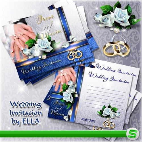 Многослойные  приглашения на свадьбу с розами и свадебными кольцами 3