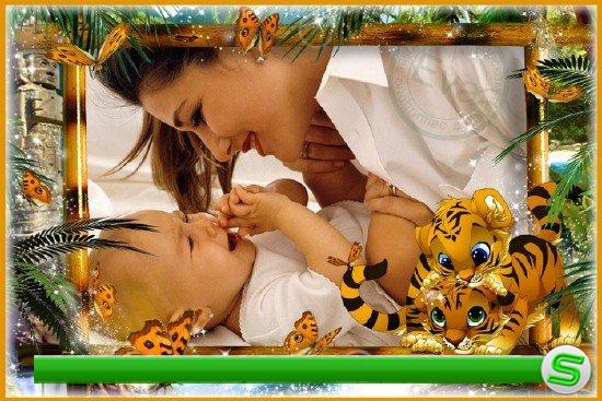  Детская рамка для photoshop - Маленькие тигрята