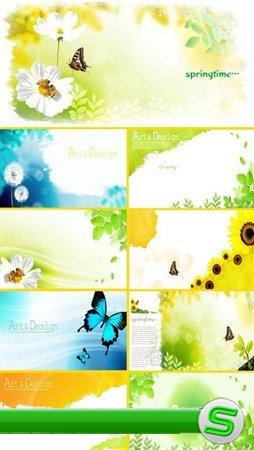 Многослойный PSD файл для фотошоп с цветами и бабочками