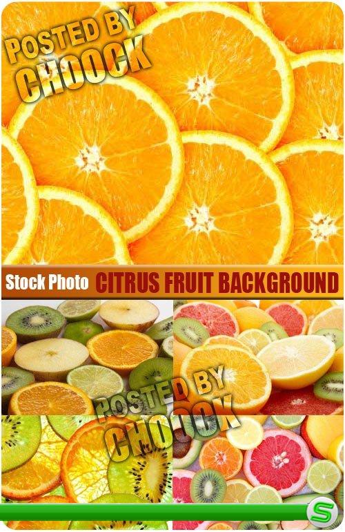 Фон с цитрусовыми фруктами - растровый клипарт
