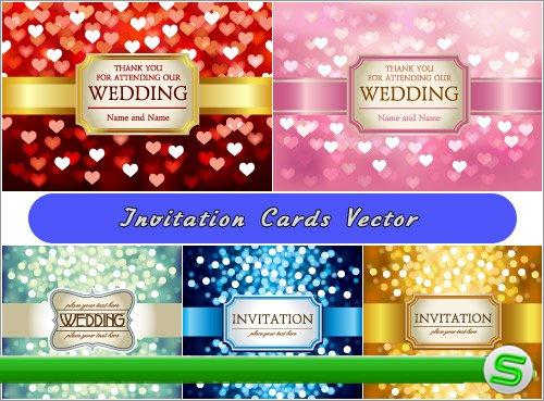 Свадебные приглашения - Разноцветные конфетти (Вектор)