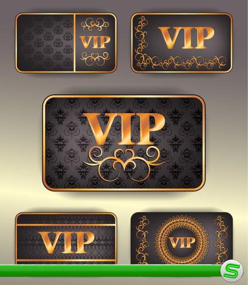 Золотые VIP карточки с узором (Вектор)