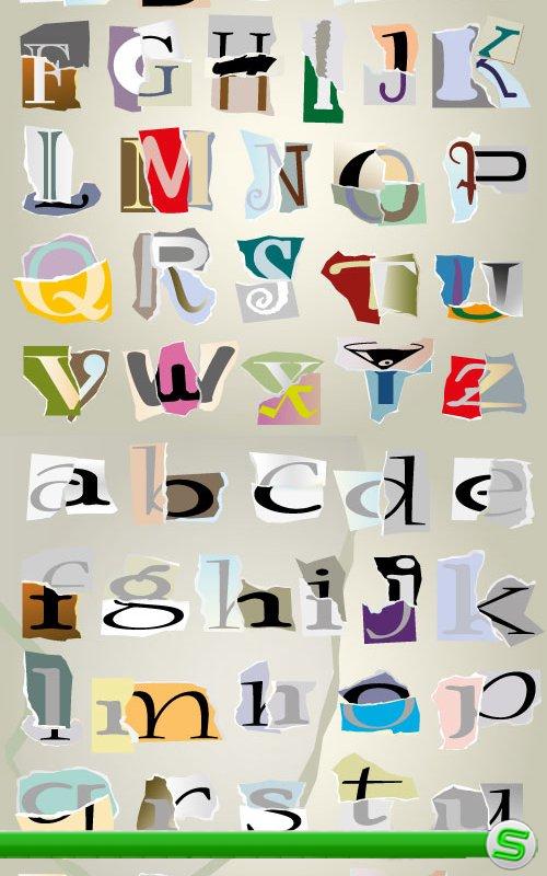 Вырезанные буквы латинского алфавита (Вектор)