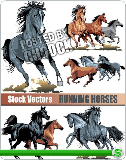 Бегущие лошади - векторный клипарт