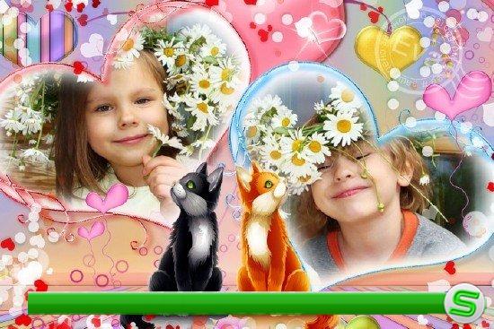  Детская рамка для photoshop - Сердечная дружба