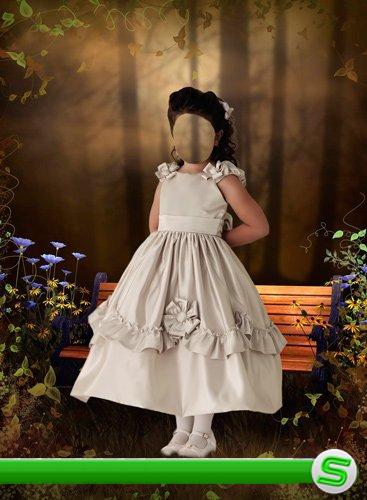 Шаблон для фотошопа – Девочка в красивом белом платье