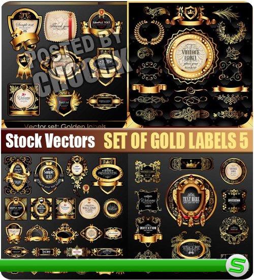 Коллекция золотых этикеток 5 - векторный клипарт