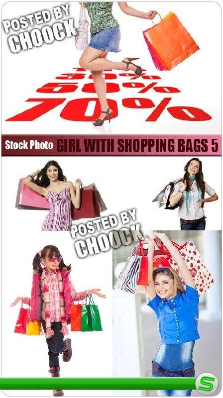 Девушка с сумками для покупок 5 - растровый клипарт