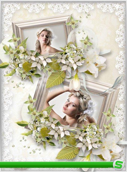 Свадебная рамка для фотошопа - Цветы жасмина 