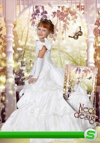 Детский шаблон для девочки - Маленькая принцесса в сказочном саду