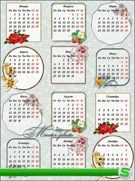 Цветочные календарные сетки на 2013 год для вашего творчества