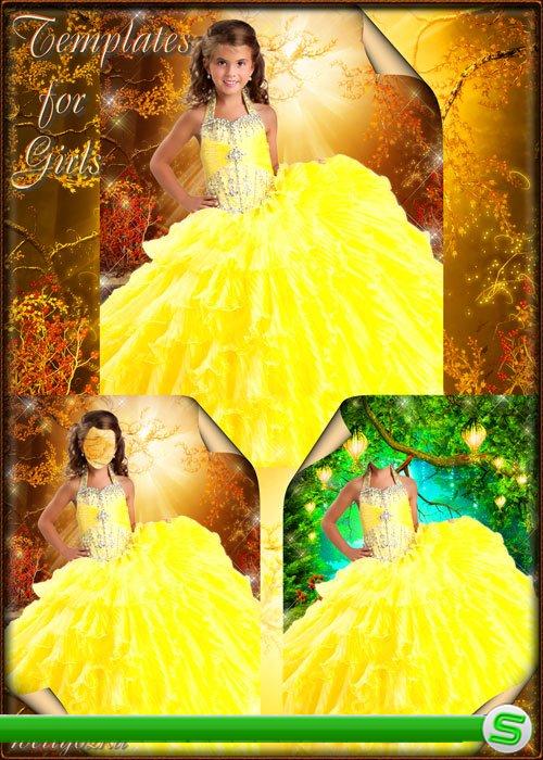 Детские шаблоны для девочки - Сказочное искристо-желтое платье 