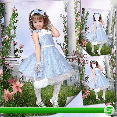   Шаблон детский для девочки - Маленькая модница в саду 