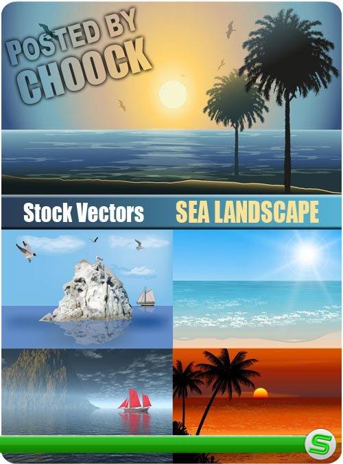 Морской пейзаж - векторный клипарт
