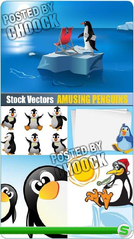 Забавные пингвины - векторный клипарт