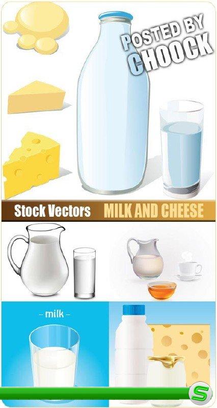 Молоко и сыр - векторный клипарт