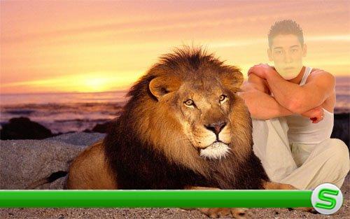  Мужской шаблон - фото со львом 