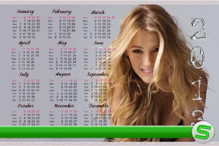 Календарь 2013-2014 год - Gossip Girl (Сплетница) - Серена ван дер Вудсен (Блейк Лайвли - Blake Lively)