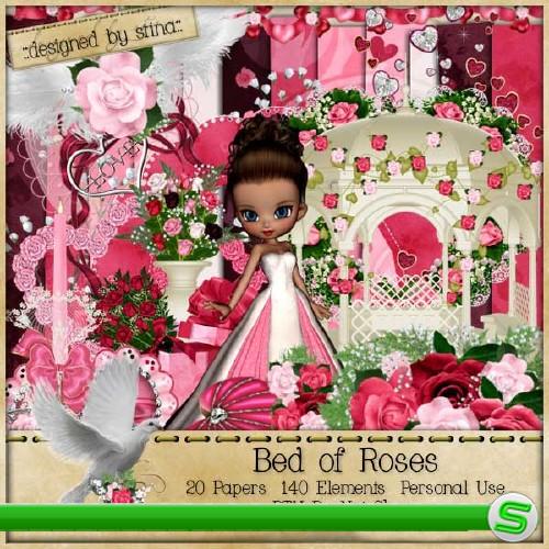 Цветочный скрап-набор в розовых тонах для девочек- Постель из роз 