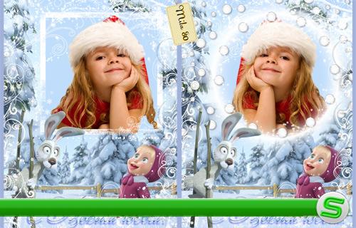 Детская фоторамка - Маша и снег