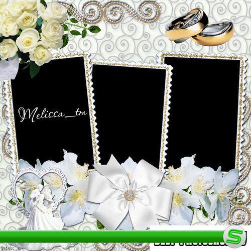 Рамка для фотошопа - Белые Свадебные Розы
