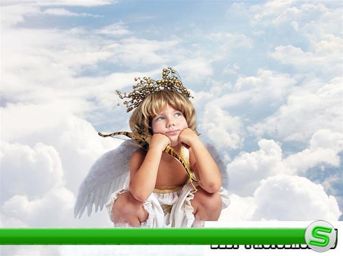 Детские шаблоны для фотошопа:Купидон-ангелочек.