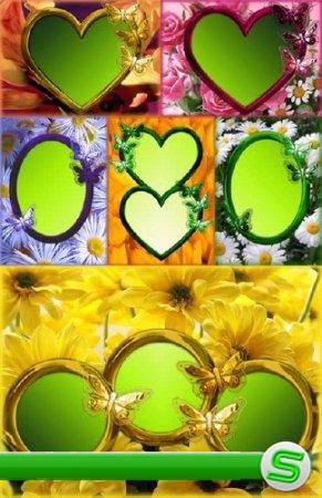 Коллекция рамок для фотошопа с весенними цветами